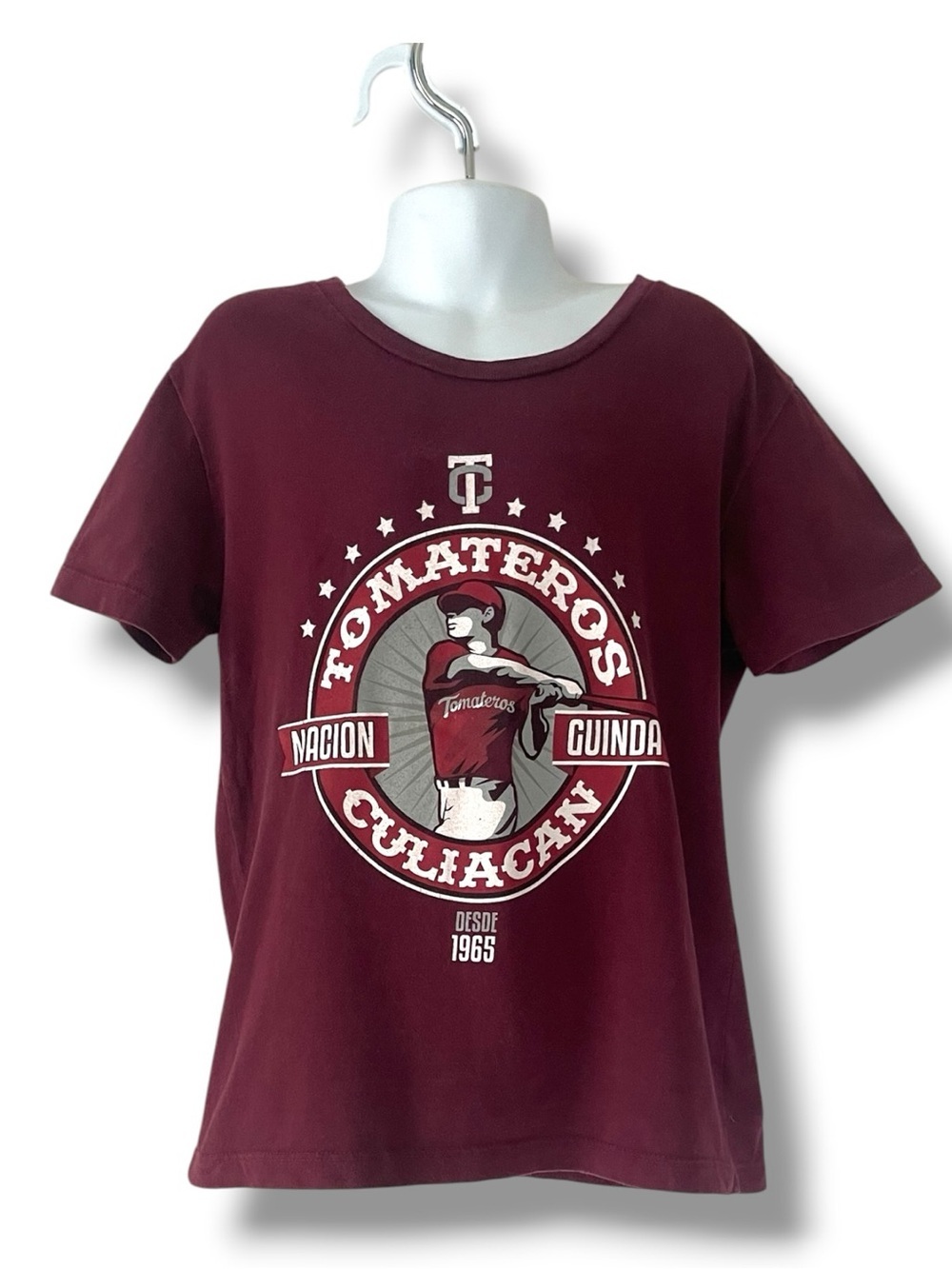 Tomateros De Culiacán Graphic Tee Burgundy Kids Baseball Shirt Mexico